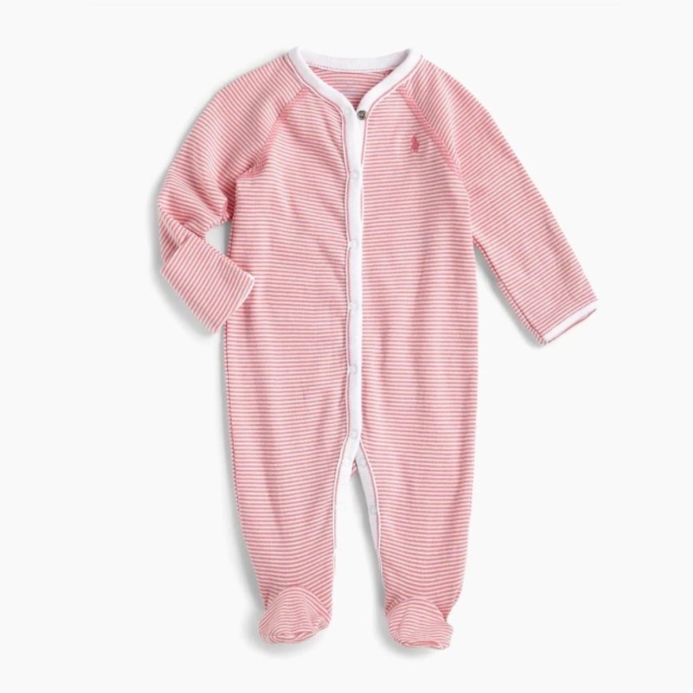 ralph lauren | 9m baby girl’s striped cotton footie